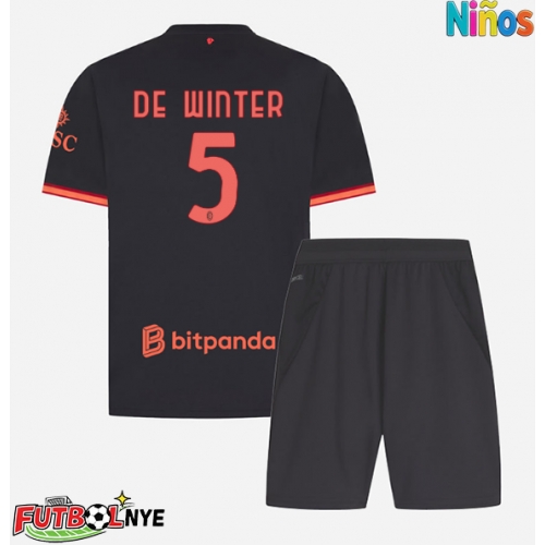 Camiseta AC Milan Koni De Winter #5 Tercera Equipación para niños 2026-27 manga corta (+ pantalones cortos)